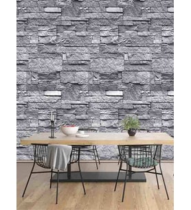 Dreamwall 3D Modern Taş Duvar Desenli Silinebilir Tekstil Duvar Kağıdı (Çok Renkli)