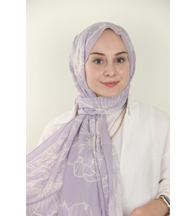 LİLA Silk Home Yaprak Desen Viskon Şal