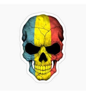 Romanya Bayrağı Kafatası Çıkartması 19 CM Araba Sticker Yapıştırma