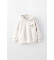 KIZ ÇOCUK SNOOPY BASKILI KAPÜŞONLU MANŞETLİ SWEATSHİRT (Krem)