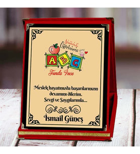 Anasınıfı Öğretmeni Baskılı Plaket (1. Tasarım)  Kişiye Özel (Kırmızı)