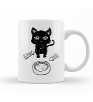 Cute & Funny Hungry Cat Kitty Waiting for Milk Kupa Bardak Porselen