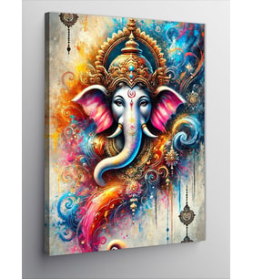 Kanvas Tablo Renkli Ganesha Tasarımı