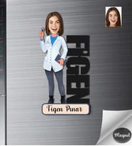 Kişiye Özel Doktor İsimli Kadın Ahşap Magnet -2