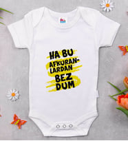 BK Kids Bezdum Tasarımlı Beyaz Bebek Body Zıbın-4