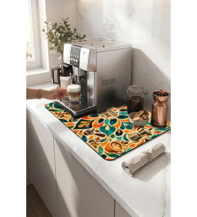 Valerine Life Kahve Espresso Makinesi Matı 35x45cm Çaycı Pad Su Geçirmez Painted Coffee