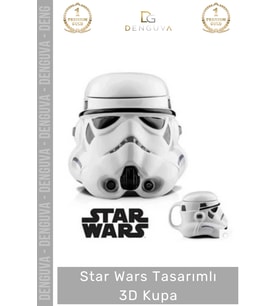 #3DBardak Star Wars Stormtrooper Tasarımlı El Yapımı Seramik Dekoratif Kupa 14 x 15 cm 3D Bardak