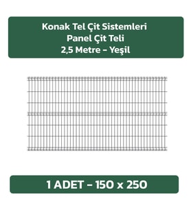 KONAK TEL ÇİT SİSTEMLERİ 1 ADET PANEL ÇİT TELİ 150X250 CM (Yeşil)