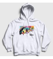 Presmono Unisex Beyaz Retro The Beatles Kapüşonlu Sweatshirt 115097tt