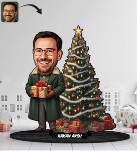 BK Gift Kişiye Özel Erkek Yılbaşı Tasarımlı Karikatür Biblo -6, Yılbaşı Hediyesi, Yeni Yıl Hediyesi