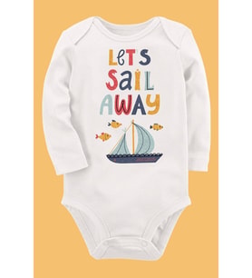 Organik Baskılı Pamuklu Unisex Bebek Body UZUNKOLE114