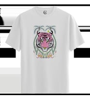 Pink Tiger - %100 Pamuklu Kadın Beyaz Tişört - Premium Quality (Siyah - Beyaz)