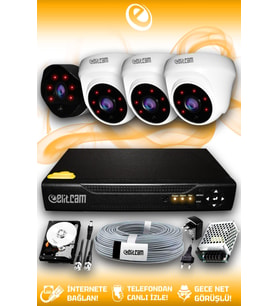 ELITCAM 4 Kameralı Uzay 3 İç Kamera Set 2 TB HDD Full HD Gece Görüşlü Güvenlik Kamerası Sistemi