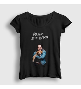 Presmono Kadın Siyah Brendon Panic! at the Disco T-Shirt 72107tt