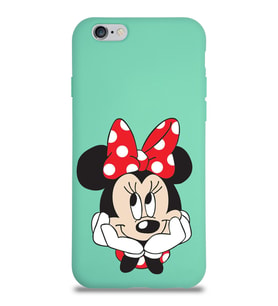 Apple iPhone 6S Plus  Lansman Kılıf Minnie Mouse Tasarımlı Altı Kapalı İçi Kadife Kaplı  Kapak (Şeffaf)