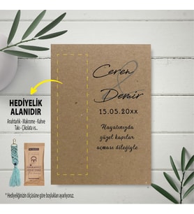 Hediyelik Kart - Kraft Kağıt Nişan, Söz, Düğün Hatırası Makrome Anahtalık, Toka, Kurabiye, Kahve Kartı
