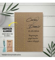 Hediyelik Kart - Kraft Kağıt Nişan, Söz, Düğün Hatırası Makrome Anahtalık, Toka, Kurabiye, Kahve Kartı