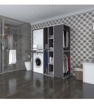 Kenzlife çamaşır-kurutma makinesi dolabı ve giysi dolabı çekmeceli attar sağ gri 187*160*60  banyo (Beyaz)