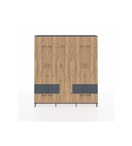 Arges Dolap 12 Raflı 4 Çekmeceli 2 Askılı 220x30x243 Antrasit-Çam/Antrasit