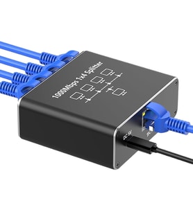 Gigabit Ethernet Splitter LAN Switch 4 Port, Tip C Güç Kablosu, 1000Mbps RJ45 Ağ Dağıtıcı, Bilgisayar, Laptop, Router, TV Kutusu İçin