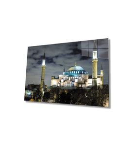 Miyrem Glasses Collection -A1^#  Istanbul Cami Manzara Cam Tablo (Çok Renkli)