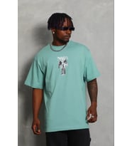 pilelistore- Erkek Baskılı T-Shirt Kısa Kol Bisiklet Yaka Regular Fit Rahat Kalıp Günlük Tişört - Mi (Mint Yeşili)