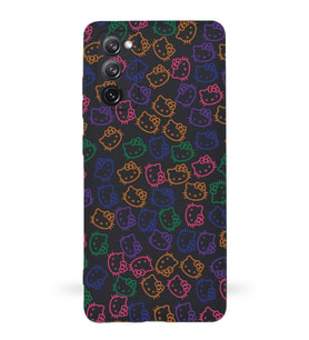 Samsung Galaxy S20 FE Uyumlu Lansman Kılıf Hello Kitty Tasarımlı İçi Kadife Kapak-Siyah (Şeffaf)