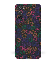 Samsung Galaxy S20 FE Uyumlu Lansman Kılıf Hello Kitty Tasarımlı İçi Kadife Kapak-Siyah (Şeffaf)