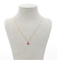 Gold Pembe Çiçek Gümüş Kolye