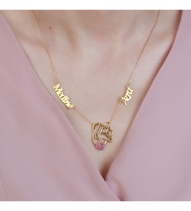 Vaoov 925 Ayar Gümüş Anne Bebek Figürlü Isimli Kolye (418903524) (Gold)