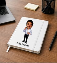 Kişiye Özel Fotoğraflı Karikatür Tasarımlı Defter İsimli Erkek Hediye Defter Sevgiliye, Eşe, Erkek Arkadaşa Özel Hediye