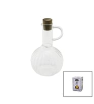 MİNİ CAM YAĞDANLIK ÇİZGİLİ DESEN 300ML AHŞAP BAMBU MANTAR TIPA (5343)