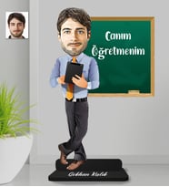 Öğretmenler Gününe Özel Hediye -Kişiye Özel Öğretmen Erkek Ahşap Biblo-1
