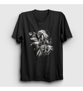 Presmono Unisex Siyah Animals Indian Kızılderili T-Shirt 306700tt
