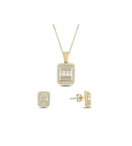 Gümüş Baget Taşlı Ikili Set