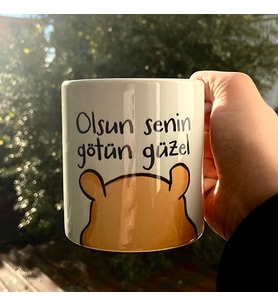 Ayıcıklı Olsun Senin Götün Güzel Kişiye Özel Bardak, Sevgiliye Hediye, İsimli Beyaz Kupa Bardak, Arkadaşa Hediye, Doğum Günü Hediyesi
