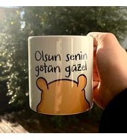 Ayıcıklı Olsun Senin Götün Güzel Kişiye Özel Bardak, Sevgiliye Hediye, İsimli Beyaz Kupa Bardak, Arkadaşa Hediye, Doğum Günü Hediyesi