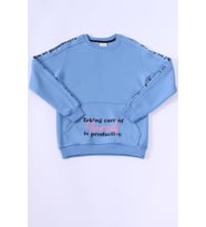 KIZ ÇOCUK 3 İPLİK SWEAT KANGURU CEPLİ BASKILI C24 (Mavi)