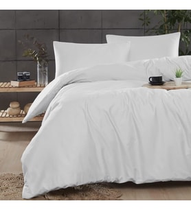 Ranforce Tek Kişilik Pamuklu Nevresim Takımı 160x220 - Beyaz