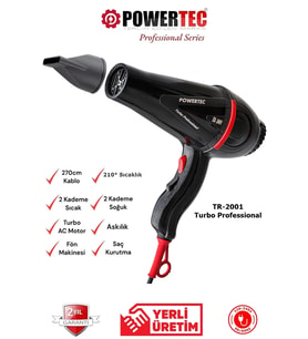 Powertec TR-2001 Profesyonel Saç Kurutma & Fön Makinesi 2500W
