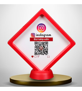 İNSTANGRAM TAKİPÇİ VE BEĞENİ STANDI MASA ÜSTÜ KIRMIZI &  BEYAZ ÇERÇEVE SEÇENEĞİ (Kırmızı)