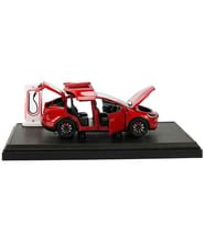 1:24 Şarj İstasyonlu Sesli Işıklı Kapıları Açılır  Metal Tesla Model X Araba 18 Cm Kırmızı Renk