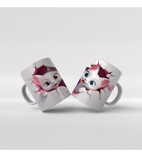 Baskılı Kupa Bardak Sevimli Kedi - 1