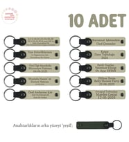 Sütlü Kahve & Yeşil, Turnuvalar İçin Üzerine İsim Ve Özel Mesaj Yazılabilen, 10'lu Anahtarlık Set