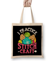 I Practice Stitch Craft Funny Cross Stitching Pun Bez Çanta Uzun Saplı