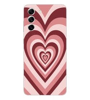 Samsung Galaxy S21 FE Uyumlu Pembe Kalp Tasarımlı Şeffaf Telefon Kılıfı