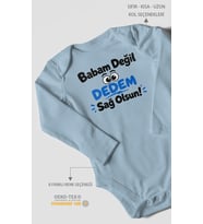 Babam değil dedem sağolsun Uzun Kollu Bebek Body %100 Pamuk