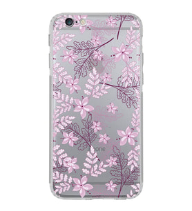 Apple iPhone 6SKamera Korumalı Tıpalı Kapak Floral Pudra Tasarımlı Şeffaf Kılıf