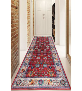 Dijital Baskılı Kaymaz Taban Yıkanabilir Modern Yolluk Ve Koridor Halısı NDU-HT-994 (Bordo)