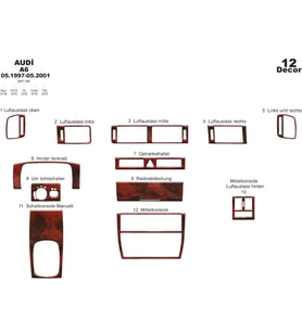 Meriç® Audi A6 Ön Torpido Kaplama Maun 12 Parça 1997-2001 (Maun)